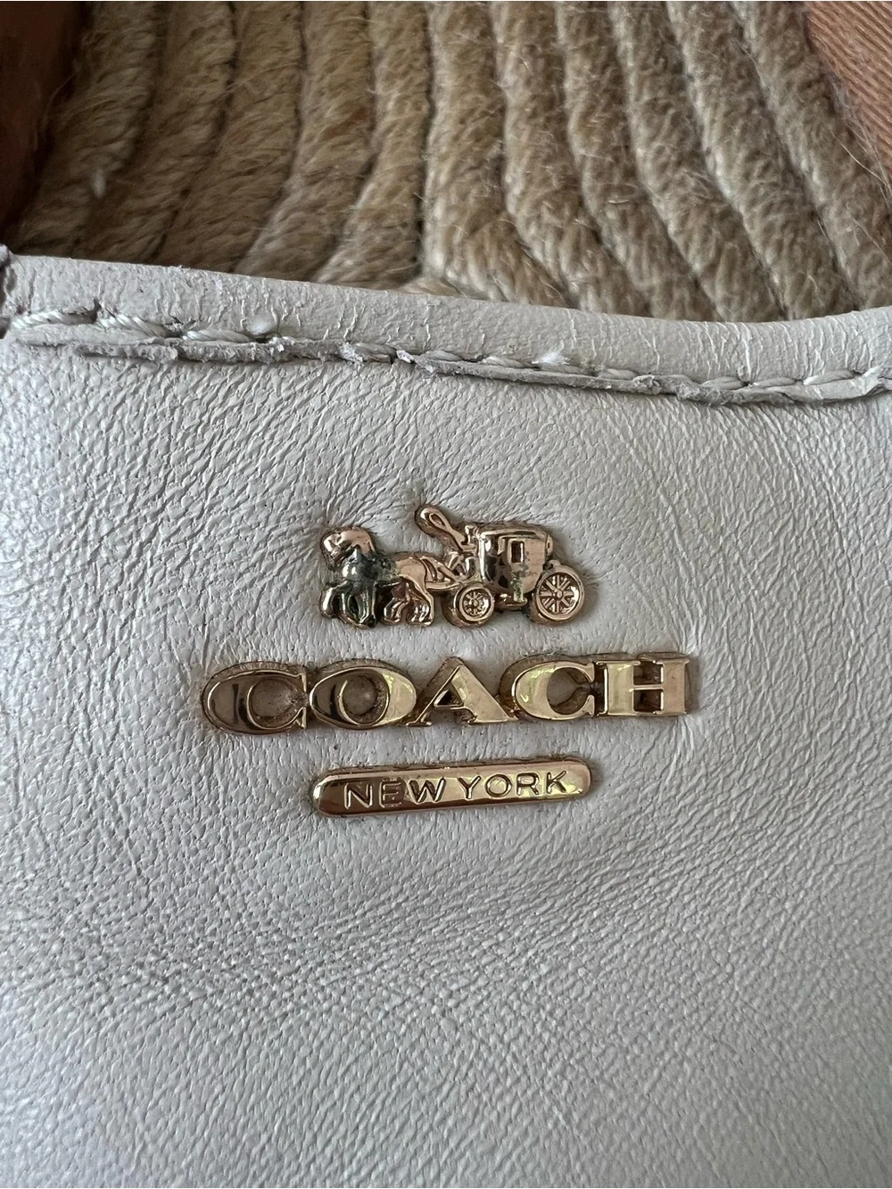 Coach Rhodelle Cream Leather Espadrille Flats Size in Size 7B